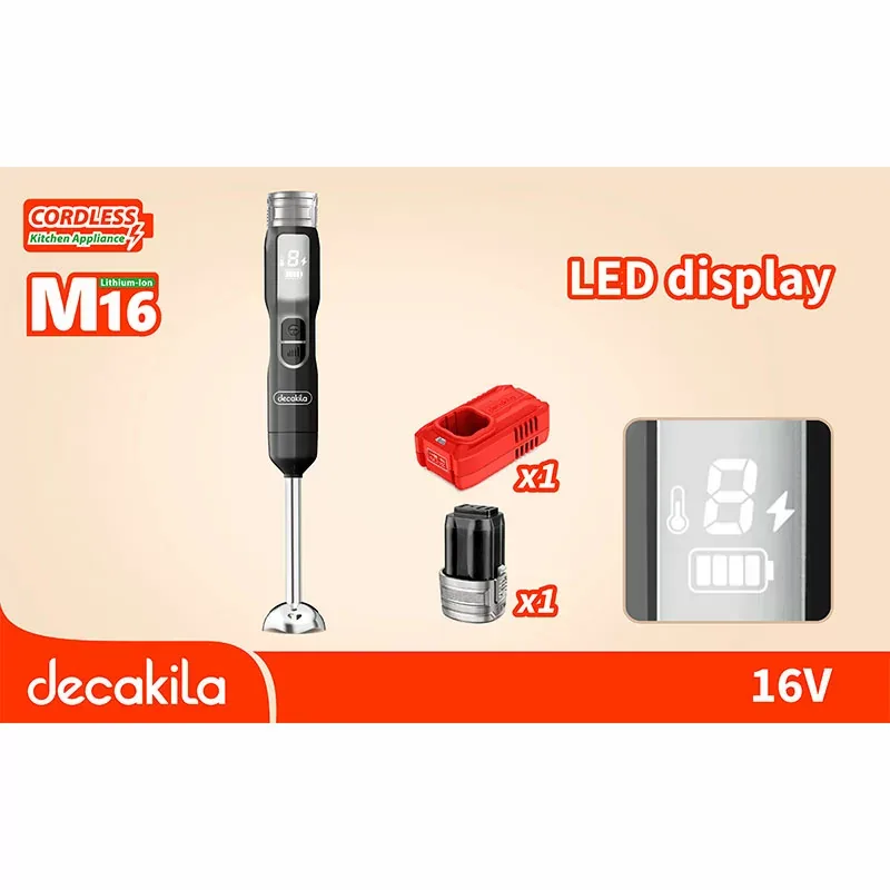 Decakila Hand Blender Cordless with Stainless Steel Blade 100w Kejb048b 5 speed control with sus shaft blend rod having function for mixing juice or sauce