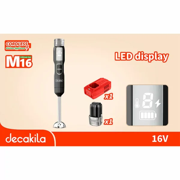 Decakila Hand Blender Cordless with Stainless Steel Blade 100w Kejb048b 5 speed control with sus shaft blend rod having function for mixing juice or sauce