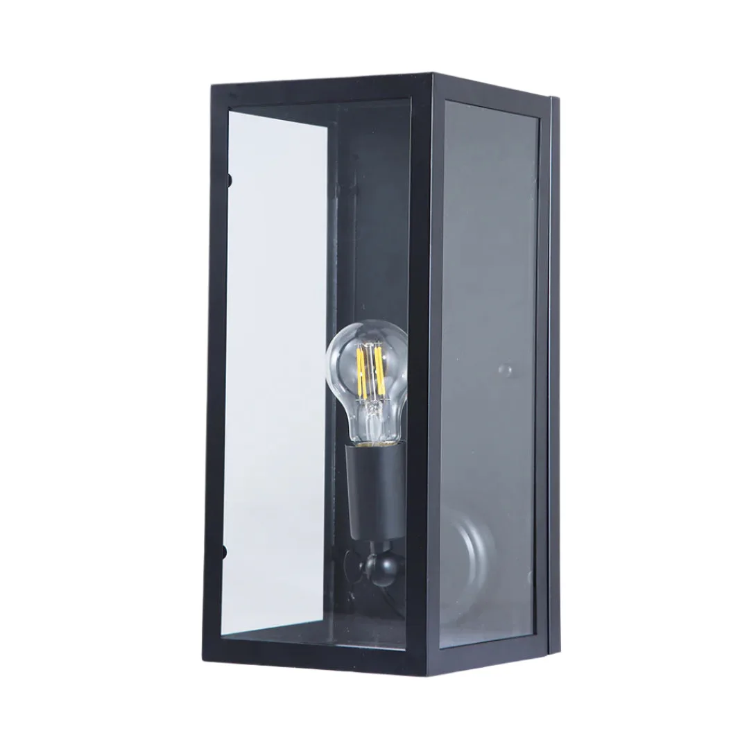 Tronic Classic Black Outdoor Wall Light - Glass Panel Design
