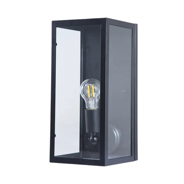 Tronic Classic Black Outdoor Wall Light - Glass Panel Design