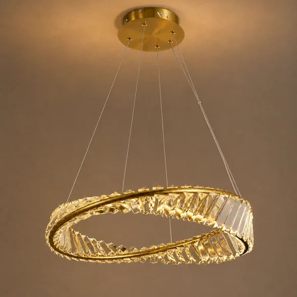 Tronic Luxury Crystal Ring Pendant Light - Gold LED Chandelier