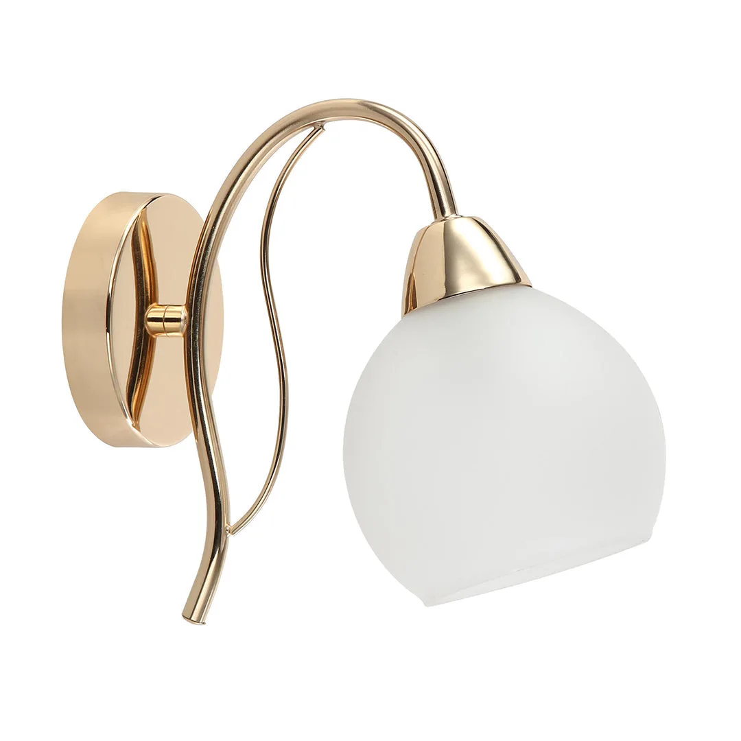 Tronic Gold & White Decorative Wall Light - Curved Arm Design