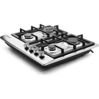Nikai Gas Cooker 4 Burner Steel Built In Hob 50X45X25 NGH3005N Stainless Steel Auto Pulse Ignition System Heavy Cast Iron Pan Support Straight Flame