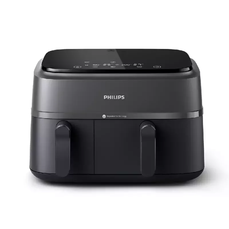 Philips Dual Basket Air Fryer 9L 2750W with LED Display, 8 Presets, Rapid Airflow Design NA350/00