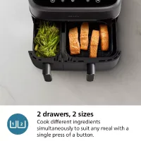 Philips Dual Basket Air Fryer 9L 2750W with LED Display, 8 Presets, Rapid Airflow Design NA350/00