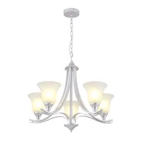 Tronic Silver 5-Arm Chandelier with Frosted Glass Shades (E27)