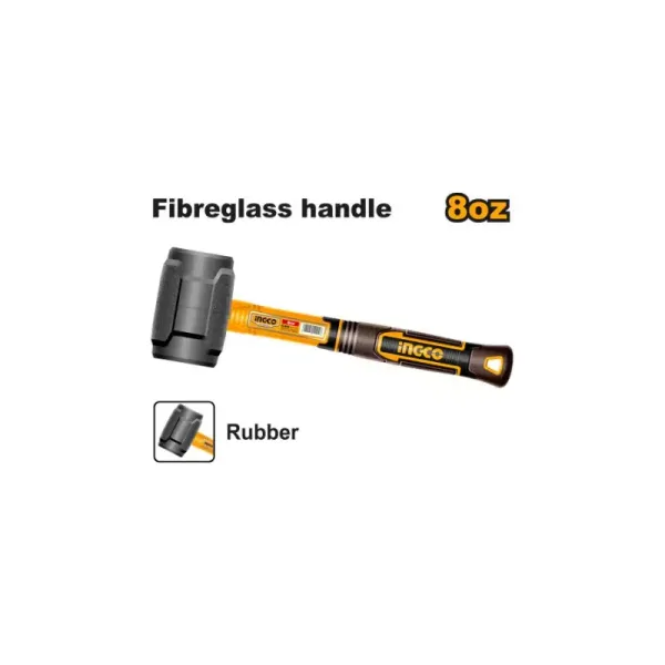Ingco Rubber Hammer 8oz/220g with Fiberglass Handle HRUH8808