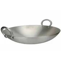 Nadstar Aluminium Karai 19 Inches No10 Heavy Base Aluminum Kadai Deep Frying Kadai with Handle for Kitchen