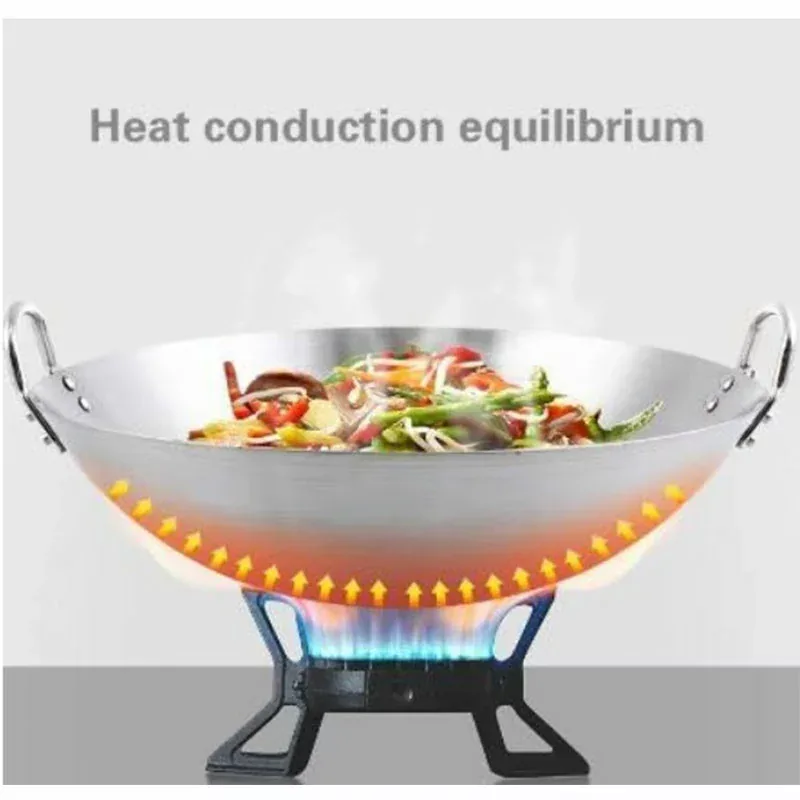 Nadstar Aluminium Karai 19 Inches No10 Heavy Base Aluminum Kadai Deep Frying Kadai with Handle for Kitchen