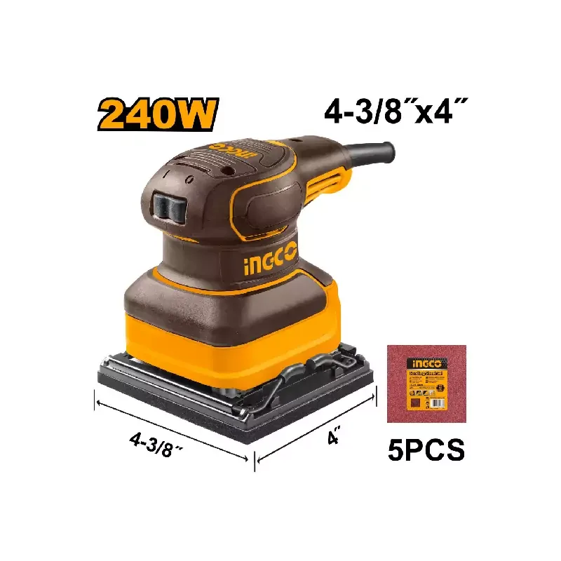 Ingco Palm Sander 240W with Sand Papers & Carbon Brushes PS2416