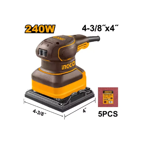 Ingco Palm Sander 240W with Sand Papers & Carbon Brushes PS2416