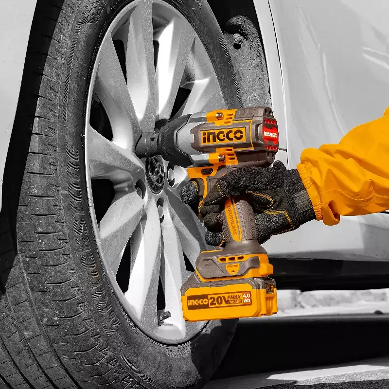 Ingco Cordless Impact Wrench 20V with Brushless Motor, Integrated LED Work Light, Battery & Charger CIWLI2085