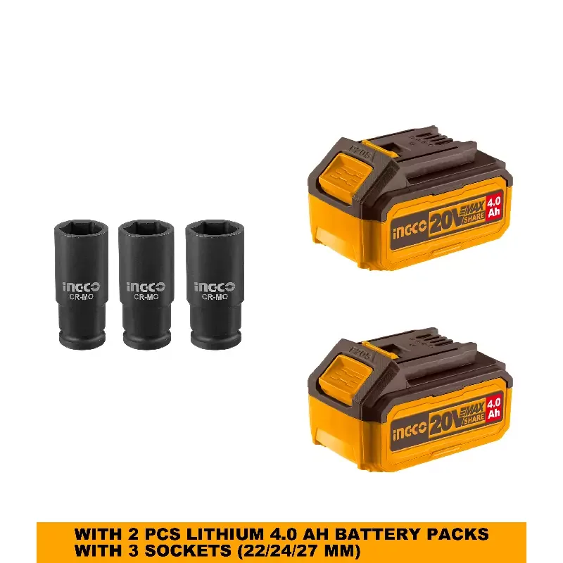 Ingco Cordless Impact Wrench 20V with Brushless Motor, Integrated LED Work Light, Battery & Charger CIWLI2085