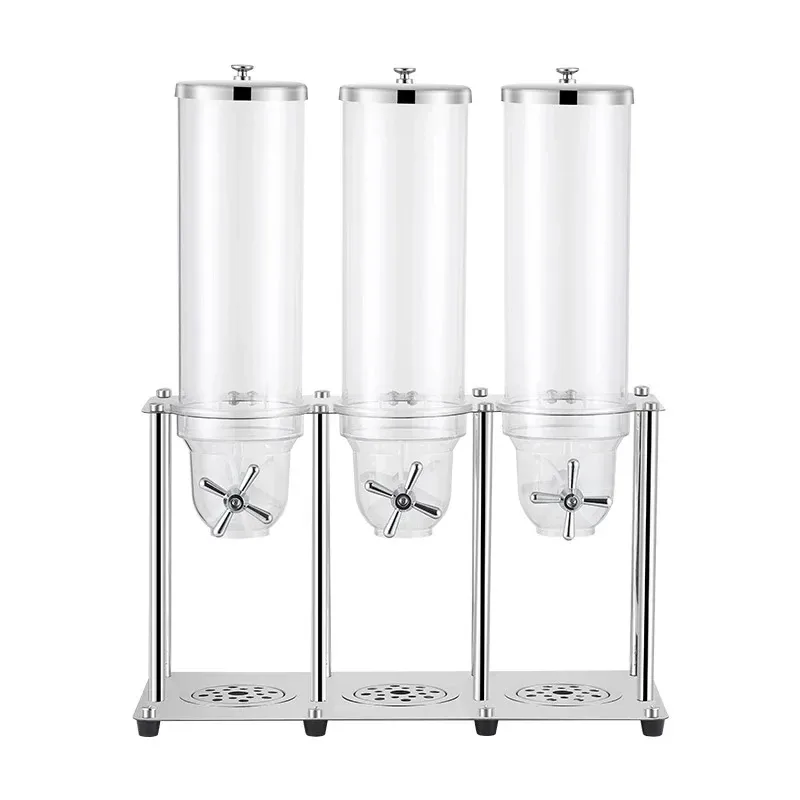 COMMERCIAL KITCHEN EQUIPMENT Triple Cereal Dispenser 10.5L (3.5L 3), Transparent PC Containers, Stainless Steel Base WG-SS10L