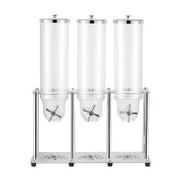 COMMERCIAL KITCHEN EQUIPMENT Triple Cereal Dispenser 10.5L (3.5L 3), Transparent PC Containers, Stainless Steel Base WG-SS10L