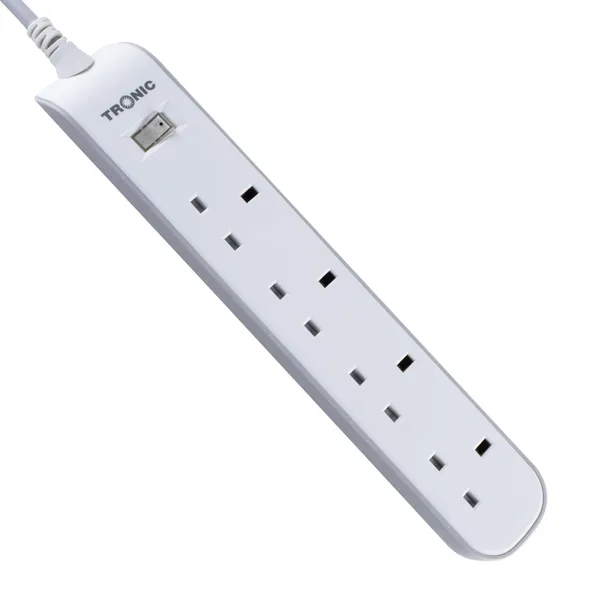 Tronic 4-Way Extension Socket with Neon & Safety Shutters