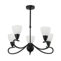 Tronic 5-Light Pendant Lamp - E14 Base, Iron & Glass, Black/White Finish