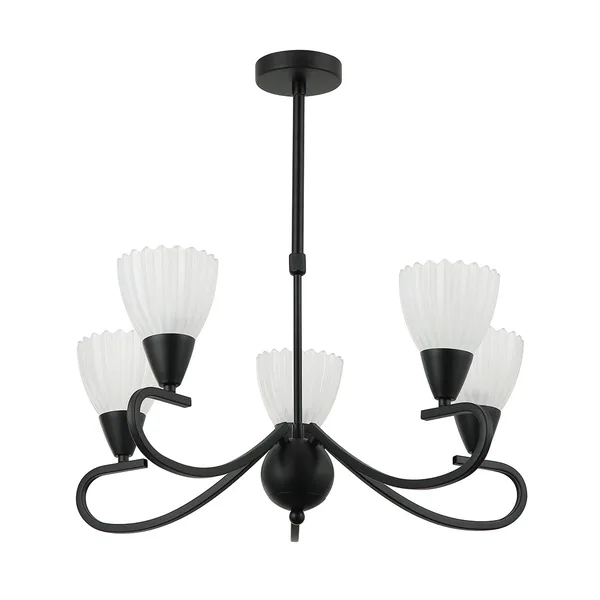 Tronic 5-Light Pendant Lamp - E14 Base, Iron & Glass, Black/White Finish