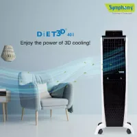 Symphony Tower Air Cooler 40L with Magnetic Full Function Remote DIET 3D 40i