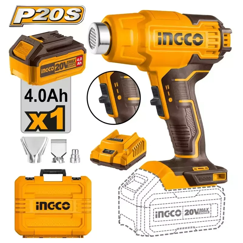 Ingco Lithium-Ion Cordless Heat Gun HGLI20025