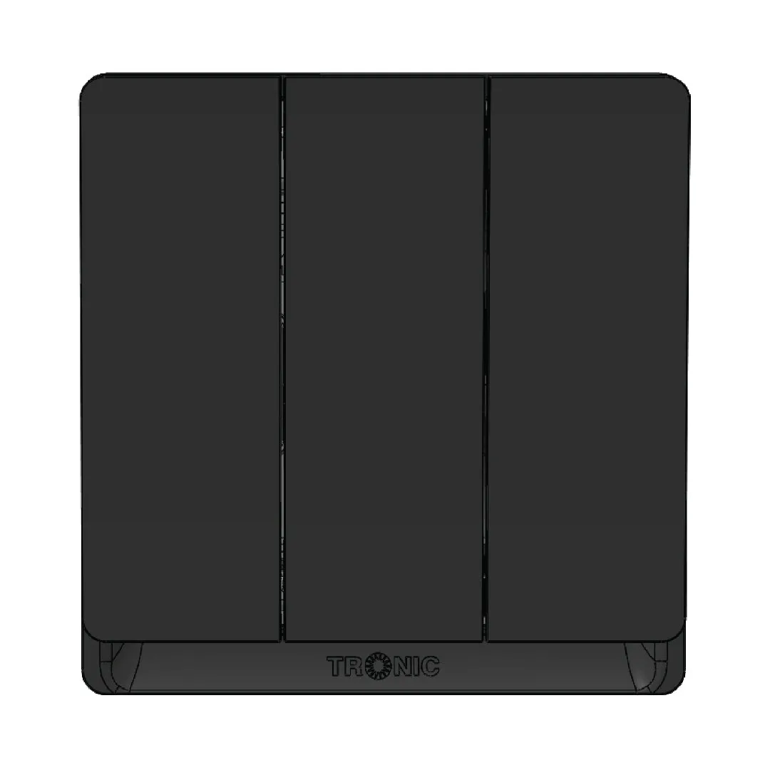 Tronic 3 Gang 2 Way Switch - Black