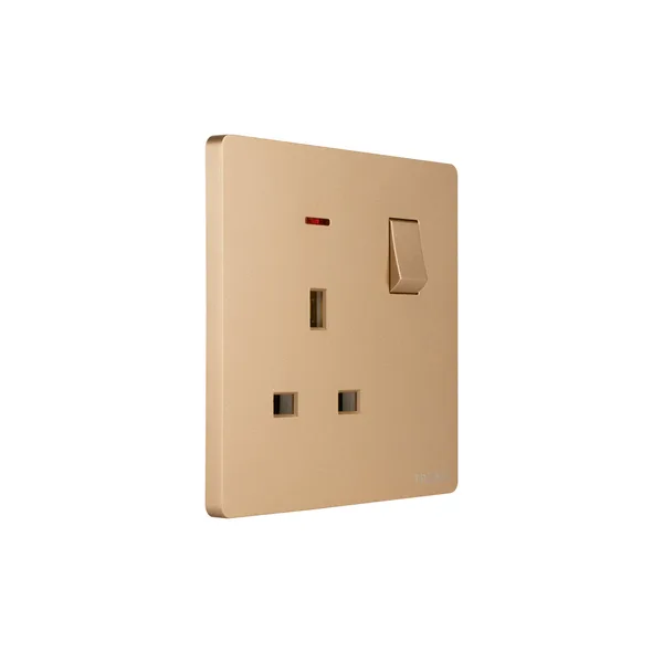Tronic Gold - Single Switch Socket With Neon