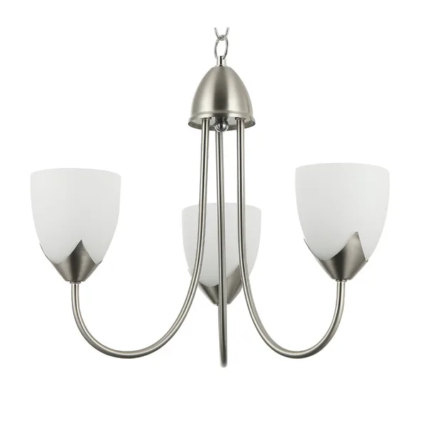 Tronic Silver & White 3-Light Pendant with Frosted Glass Shades