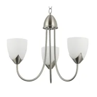Tronic Silver & White 3-Light Pendant with Frosted Glass Shades