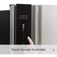 Hitachi Refrigerator 550L 2 Doors No Froast Dual Fan Cooling, Nano Titanium filter, Stabilizer Free, LED Light, Touch screen controller, Tempered Glass Shelves Black and Silver HRTN8565DFBBKET