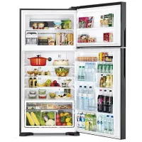 Hitachi Refrigerator 550L 2 Doors No Froast Dual Fan Cooling, Nano Titanium filter, Stabilizer Free, LED Light, Touch screen controller, Tempered Glass Shelves Black and Silver HRTN8565DFBBKET