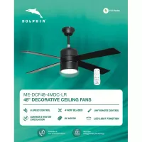 Dolphin Ceiling Fan 48" 4 MDF Blades 6 Speed Black Decorative Energy Saving UFH Remote Control LED Light Function ME-DCF48-4MDC-LR