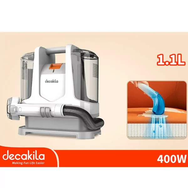 Decakila Vacuum Steam Cleaner 400W Domestic 1.1L Portable Spot Cleaner Machine with Deep Cleaning Upholstery Sprayer for Couch Stain Removal, Carpet Cleaner for Home and Office CEVC006W