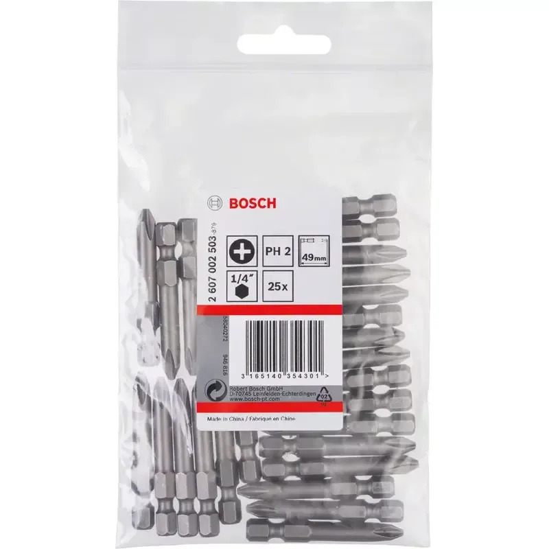 Bosch Extra Hard Screwdriver Bit PH2, 49 mm For rotary drills/drivers 2607002503 (Pack of 100 Pcs) 2 Bosch Extra Hard Screwdriver Bit PH2, 49 mm For rotary drills/drivers 2607002503 (Pack of 100 Pcs)