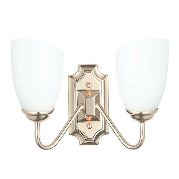 Tronic Modern Golden Double Wall Light with Frosted Glass Shades