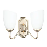 Tronic Modern Golden Double Wall Light with Frosted Glass Shades