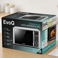 EvoQ Digital Microwave Oven with Grill 30L 900W Microwave Power, 1100W Grill Power, Mirror Glass Finish, 11 Power Levels & Chromed Handle EWM 302DG