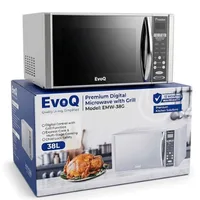 EvoQ Digital Microwave Oven with Grill 30L 900W Microwave Power, 1100W Grill Power, Mirror Glass Finish, 11 Power Levels & Chromed Handle EWM 302DG