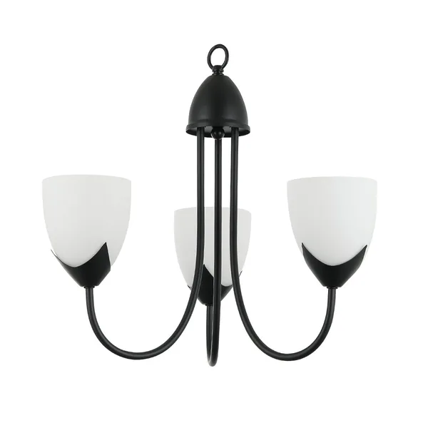 Tronic 3-Light Pendant Lamp - E27 Base, Iron & Glass, Black/White Finish