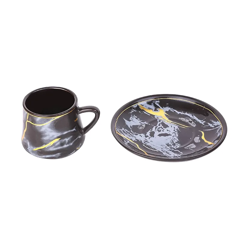 Nadstar Porcelain Cup & Saucer Golden Print Tea Coffee Cups 0035-1/2
