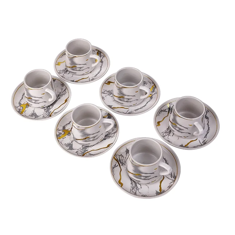 Nadstar Porcelain Cup & Saucer Golden Print Tea Coffee Cups 0035-1/2
