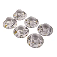 Nadstar Porcelain Cup & Saucer Golden Print Tea Coffee Cups 0035-1/2