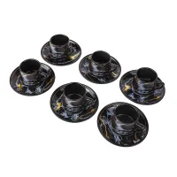Nadstar Porcelain Cup & Saucer Golden Print Tea Coffee Cups 0035-1/2