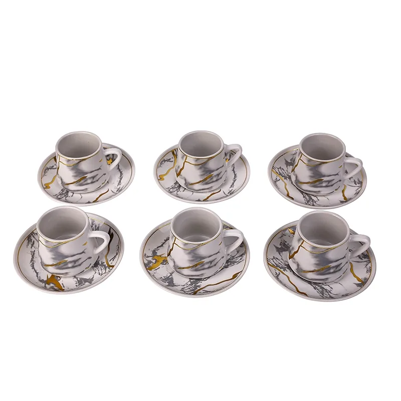 Nadstar Porcelain Cup & Saucer Golden Print Tea Coffee Cups 0035-1/2