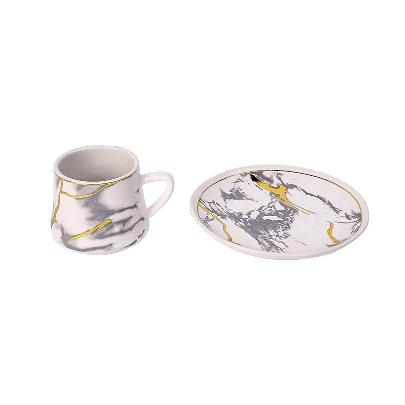 Nadstar Porcelain Cup & Saucer Golden Print Tea Coffee Cups 0035-1/2
