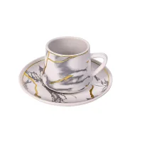 Nadstar Porcelain Cup & Saucer Golden Print Tea Coffee Cups 0035-1/2