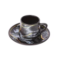 Nadstar Porcelain Cup & Saucer Golden Print Tea Coffee Cups 0035-1/2