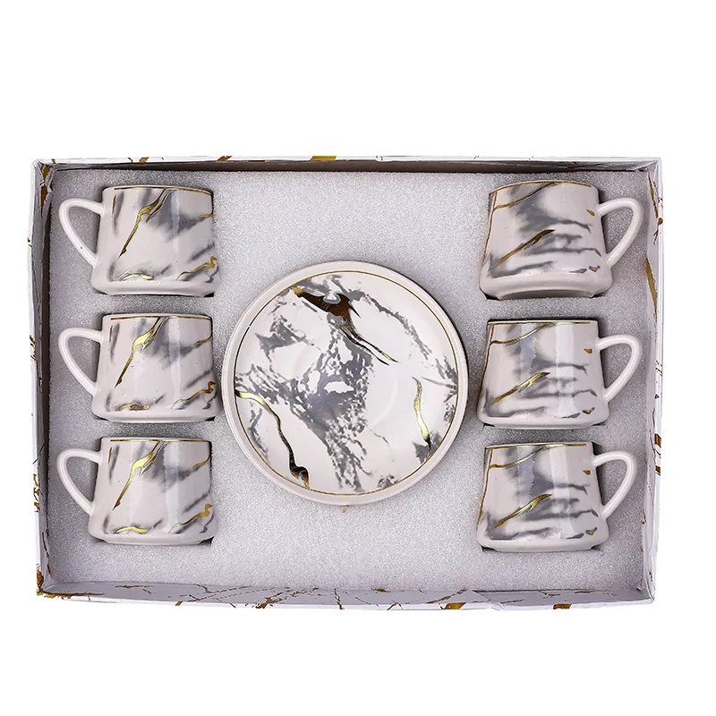 Nadstar Porcelain Cup & Saucer Golden Print Tea Coffee Cups 0035-1/2