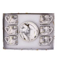 Nadstar Porcelain Cup & Saucer Golden Print Tea Coffee Cups 0035-1/2