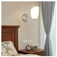 Tronic Modern Silver Wall Light with Frosted Glass Tulip Shade