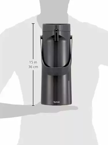 Tefal Thermose 1.9l Pump Leak Proof 12h Hot and 24h Cold Temperature Control K3140114 - Polypropylene Body Material Removable Lid Vacuum Glass Liner